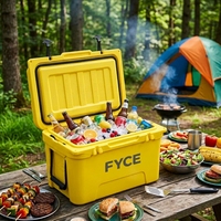 Glacière de pêche portable classique de 45 litres en PE rotomoulé, avec panneau solaire, motif thermique, pour aliments, vin et canettes, maintien de la glace pendant 10 jours
