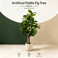 210cm Künstlicher Geigenfeigenbaum Künstlicher Ficus Lyrata Künstliches Grün Bonsai-Pflanze für Heim- und Gartendekoration