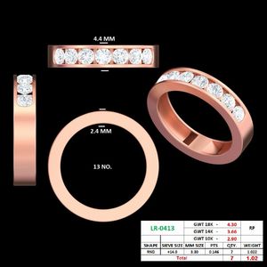 Anillo de Eternidad de Diamantes Cultivados en Laboratorio de Alta Calidad, Oro Rosa de 10K, Anillo de Compromiso Hecho a Mano para Mujer, Regalo de Joyería - Product Image 2