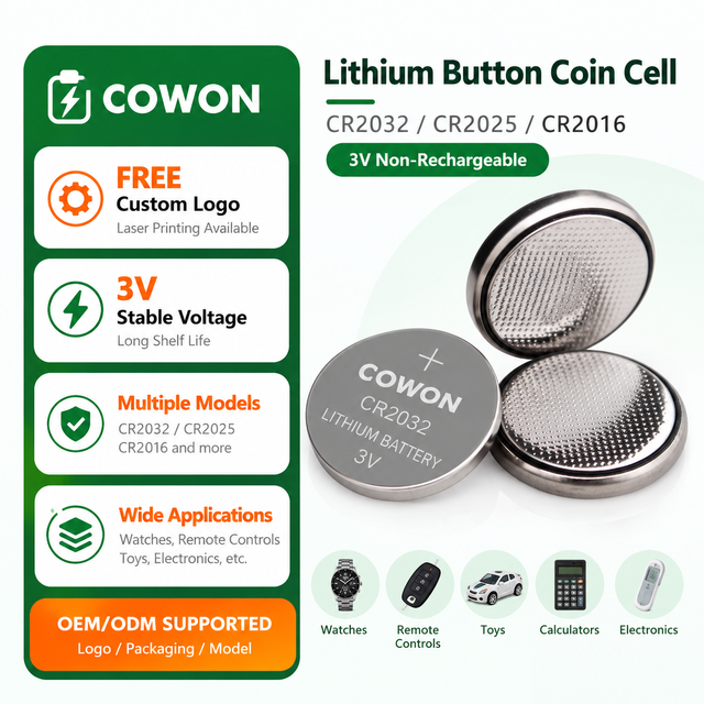 Free Custom logo Non-Rechargeable CR2032 CR2025 CR2016 Lithium 3v Cmos Button Coin Cell Battery for Watch Remote Control Toys