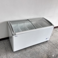 Congélateur commercial pour crème glacée, congélateur pour glaces, gelato, crème glacée, vitrine de congélation, dessus en verre incurvé simple