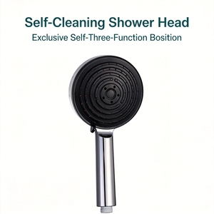 Chuveiro de Teto Autolimpante com Painel Preto de 9 Polegadas, Corpo Cromado, Cabeça de Latão com Sistema <span class=keywords><strong>Anti</strong></span>-entupimento e Cobertura Completa de Chuva - Product Image 6