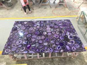 Stonelink, losas de piedras preciosas semipreciosas de ágata púrpura pulida translúcida con retroiluminación Natural personalizada para azulejos, tapas de tocador - Product Image 4