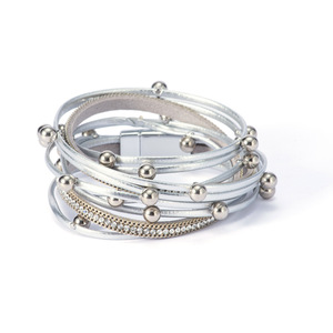 Fashionable Bohemian Two-Layer Wrap <b>Bracelet</b> Multi-Level <b>Leather</b> Diamond Inlay Magnetic Clasp Perfect Classic <b>Charm</b> for Gifts - Product Image 2
