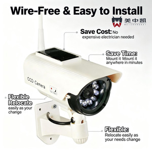 Outdoor Dummy <strong>Security</strong> <strong>Camera</strong> Waterproof/Weatherproof Bullet Design Night Vision Blinking Red Light Dummy Cable Theft Deterrent - Product Image 3