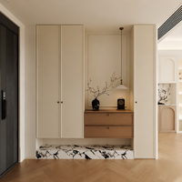 Meuble à chaussures moderne sur mesure pour entrée, unité de rangement intégrée pour buanderie avec banc, système de placard de hall d'entrée de qualité ENF