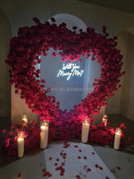 Arche de fleurs artificielles en soie en forme de cœur rouge V11 avec support pour toile de fond de mariage, décoration de scène pour la fête des mères