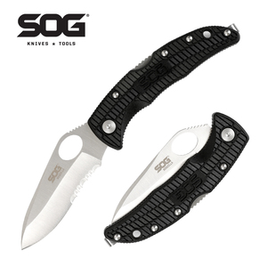 Coltello pieghevole <span class=keywords><strong>SOG</strong></span> SOGzilla SP02-CP - Lama parzialmente seghettata satinata e lucida da 3,25 pollici in 8Cr13MoV, manico GRN, chiusura a blocco - Product Image 1