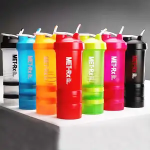 BPA Free 500ml Gym Protein Shaker Bottles 500ml Sport Water Bottles Shaker 3 en 1 Protein Shakers Wit Container