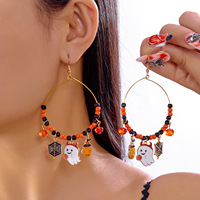Boucles d'oreilles créoles Shiloh fantaisie et originales en forme de citrouille, fantôme, araignée, chauve-souris, en alliage, pour fête d'Halloween, au design unique