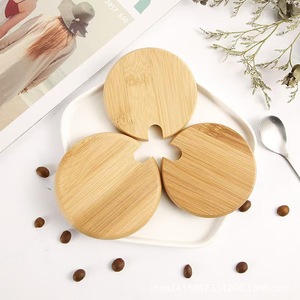 Round Bamboo Cup Lid With Groove For <b>Teacup</b> Home Use Dustproof Cover - Product Image 3