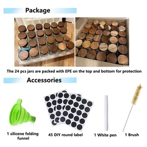 Bộ Sắp Xếp Đựng Thức Ăn Bằng Thủy Tinh 4 Oz 120 ML Bộ Lọ Gia Vị Nắp Gỗ Keo - Product Image 5