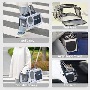 กระเป๋าใส่สุนัขแมวน้ำหนักไม่เกิน17ปอนด์กระเป๋าใส่สัตว์เลี้ยงแบบพับได้นุ่มด้านพร้อมฐานที่แข็งแรง - Product Image 5