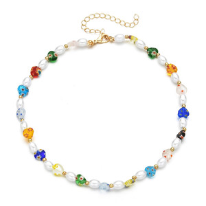 Лидер продаж, жемчужное ожерелье SP с цветами, ожерелье-чокер с бусинами в виде глаза дьявола и улыбки - Product Image 1