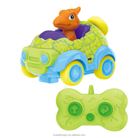 Voiture de course télécommandée 27 MHz, 4 canaux, bicolore, avec figurines animales de dessin animé, 14 cm, lumières et musique, portée 30-40 m, prête à l'emploi