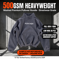 Sweat-shirt à col montant en coton épais 420 g/m² délavé à l'acide, style vintage oversize streetwear pour homme, pull sans cordon