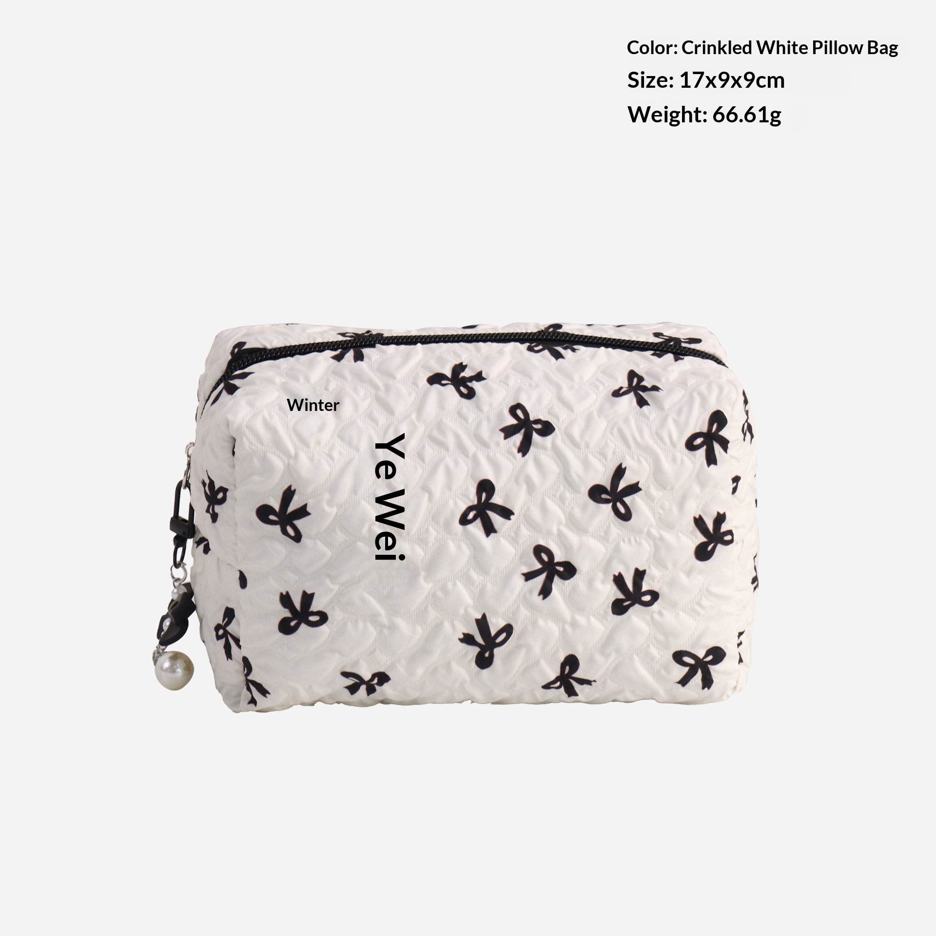 Sac coussin à nœud noir et blanc