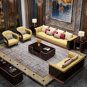 Ensemble de canapés <span class=keywords><strong>Chesterfield</strong></span> 1 + 2 + 3 places en cuir pour le mobilier du salon - Product Image 3