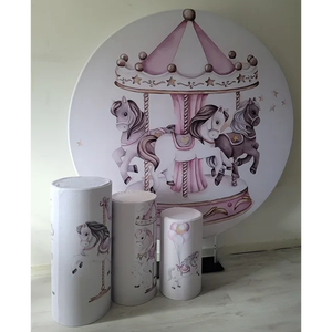 Độc đáo hiển thị trẻ em Đảng sinh nhật tổ chức sự kiện vải Vòng Tròn Bìa Backdrop đứng - Product Image 3