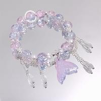 Bracelet Fantaisie en Perles de Verre Cristal Popcorn avec Pendentif Goutte et Breloque Queue de Poisson pour Filles, Femmes, Étudiantes – Bracelets d'Amitié, Cadeau Bijou