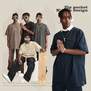 Men's 2026 Spring and Summer Youth Washed Cotton <b>Pockets</b> Loose Type Short-sleeved Outdoor T-shirt Men's Summer - Product Image 1