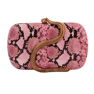 Bolso de mano elegante de piel sintética para mujer, bolso de noche metálico con diseño de serpiente, bolso de hombro con cadena desmontable para salir de noche o fiestas - Product Image 1