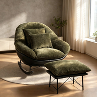 Fauteuil à bascule moderne rembourré, fauteuil d'appoint confortable, fauteuil simple relaxant avec repose-pieds pour salon et chambre à coucher