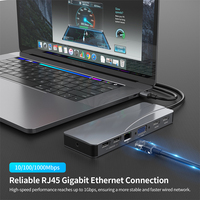 14 En 1 Dual para HDMI VGA RJ45 LAN 4K USB 3,0 5Gbps Estación de acoplamiento USB C Hub Adaptador multipuerto para productos de base Macbook Pro