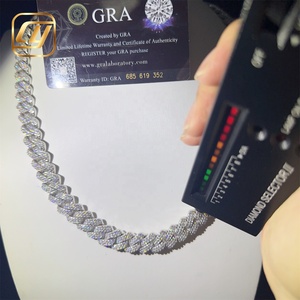 GRA Certificated Fine Jewelry Hip Hop 925 Sterling Silver 14MM <b>Iced</b> <b>Out</b> VVS Moissanite Diamond Cuban Link <b>Chain</b> Necklace - Product Image 4