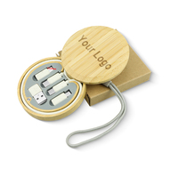 Ensemble de câbles de données de type Micro USB C 3 en 1 à charge rapide portable 60W avec boîte de rangement en bambou et kit de clips coffret cadeau promotionnel