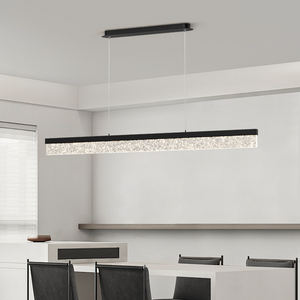 モダンな室内装飾ブラックアルミニウム長方形ロングシャンデリアライト白色アクリルLEDリニア天井ペンダント吊りランプ - Product Image 3
