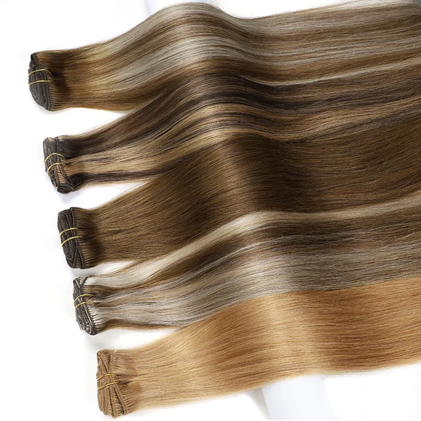 Natural Seamless Clip In Hair Extension Straight 22 Inch 613 Brazilian 100% Human Remy Hair Custom Color Clip In Hair Extensions