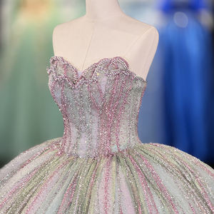 For 6800 Colorful Sweetheart Empire Puffy Women's Quinceanera Dresses with Beading Appliques Crystal Natural Waistline - Product Image 2