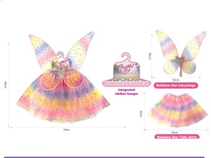 Enfants DIY Dress up Style Tulle Tutu Bébé Robe Brodée Papillon Imprimer Col Carré Dentelle Décoration pour Filles et Enfants - Product Image 4
