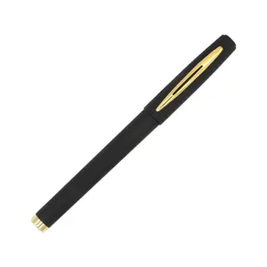 Hot Selling Fashion Reclame Black Metal Gel Inkt Pen Met Top Corporate Metalen Custom Logo Zwarte Pen Balpen