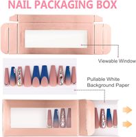 Boîtes d'emballage vides pour ongles, fond blanc, ensemble de boîtes de présentation à tirer pour les entreprises de faux ongles, or rose