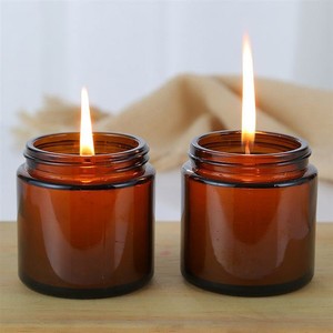 2026 Pot à bougie vide en verre transparent de 100 ml, rond, vert ambré, avec <span class=keywords><strong>bouchon</strong></span> en liège, pour bougies de soja - Product Image 5