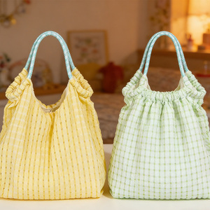 Bolso Tote de Algodón a Cuadros Personalizado de Gran Capacidad para Uso Diario, Venta al por Mayor - Product Image 3