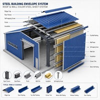 Système de panneaux de toiture et de paroi en métal galvanisé composite facile à installer avec isolation thermique pour atelier moderne en structure acier