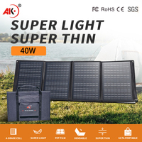 Chargeur solaire pliable 40W étanche avec matériau Oxford durable et fermeture éclair, sortie USB TYPE C 5V, DC18V AK AK-40W