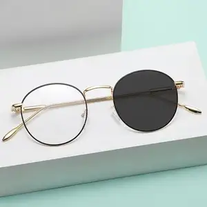 2023 Women Men anti blue light Metal round optical frame UV400 Photochromic Lenses blue blocking glasses unisex