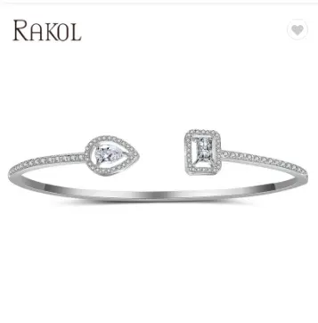 Rakol SP1111 Eenvoudige Stijl Rose/18K Gold Teardrop & Rechthoek Crystal Zircon Cz Bangle Ring