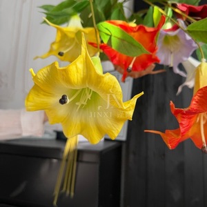 ดอกไม้ประดิษฐ์มู่จินซี รูปทรงดอกแดทูรา สีเหลือง ส้ม แดง ม่วง สำหรับตกแต่งงานแต่งงาน ตกแต่งบ้าน และตกแต่งภายนอก - Product Image 3