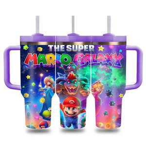 Customized Cartoon Mariobrosed Tumbler Double Wall Metal Vacuum Straw Flask Travel Coffee Mugs Thermal Cup with Gift <b>Box</b> - Product Image 2