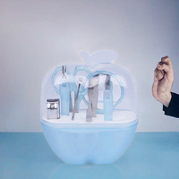 Ensemble d'outils de pédicure en forme de pomme, 8 pièces, ciseaux droits en acier inoxydable, poignée en plastique, manucure de voyage