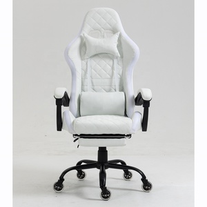 Iluminación RGB, <span class=keywords><strong>silla</strong></span> de ordenador de oficina en casa para juegos Esport <span class=keywords><strong>barata</strong></span> blanca con reposapiés, sillas LED RGB blancas completas para jugadores con altavoces - Product Image 6