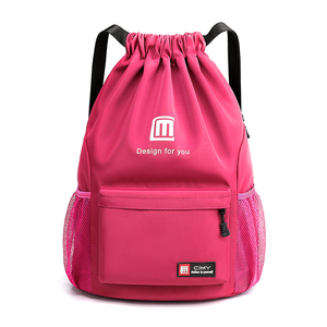 Wholesale Promotional Custom Waterproof Gym Draw String Polyester Bag with Zipper Pockets Basketball Storage Drawstring Backpack