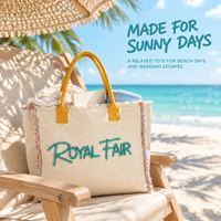 Sac fourre-tout en toile brodé personnalisé Royal Fair, de haute qualité, pour les voyages d'été, le shopping, l'usage quotidien et la plage