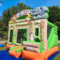 Structure gonflable commerciale animaux du zoo, combo gonflable pour aire de jeux intérieure pour enfants