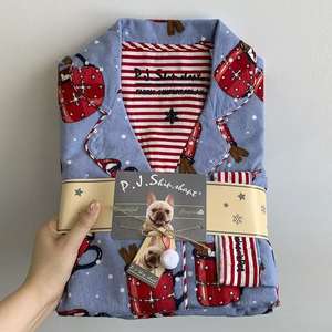 ชุดนอนแขนยาวผ้าคอตตอนขนนุ่มสำหรับผู้หญิงแฟชั่นฤดูใบไม้ผลิฤดูใบไม้ร่วงเอวยางยืดลายดอกไม้สุดหรู - Product Image 5